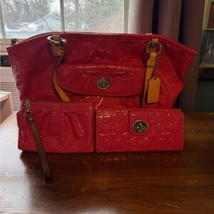Coach Set in Bright Pink with Removable Pouch and Wallet